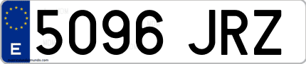 Ejemplo de matrícula de coche ordinaria 5096 JRZ