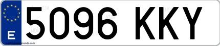 Ejemplo de matrícula española 5096 KKY