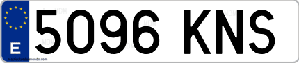 Ejemplo de matrícula de coche ordinaria 5096 KNS