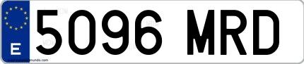 Ejemplo de matrícula española 5096 MRD
