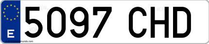 Ejemplo de matrícula de coche ordinaria 5097 CHD