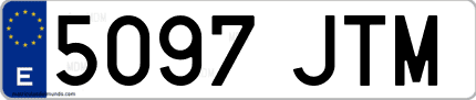 Ejemplo de matrícula de coche ordinaria 5097 JTM