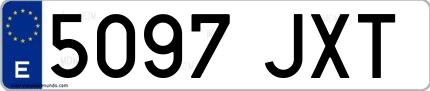 Ejemplo de matrícula española 5097 JXT
