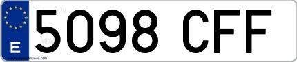 Ejemplo de matrícula española 5098 CFF