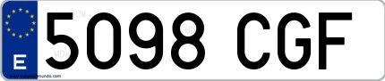 Ejemplo de matrícula española 5098 CGF