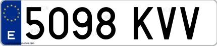 Ejemplo de matrícula española 5098 KVV