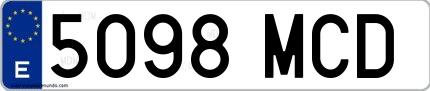 Ejemplo de matrícula española 5098 MCD