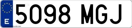 Ejemplo de matrícula española 5098 MGJ