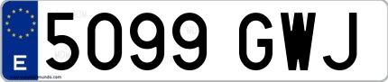 Ejemplo de matrícula española 5099 GWJ