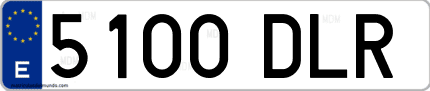 Ejemplo de matrícula de coche ordinaria 5100 DLR