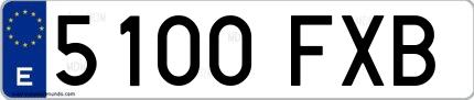 Ejemplo de matrícula española 5100 FXB