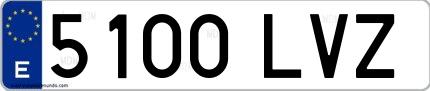 Ejemplo de matrícula española 5100 LVZ