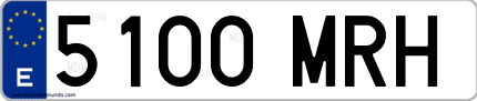 Ejemplo de matrícula de coche ordinaria 5100 MRH