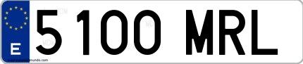 Ejemplo de matrícula española 5100 MRL