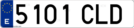 Ejemplo de matrícula de coche ordinaria 5101 CLD