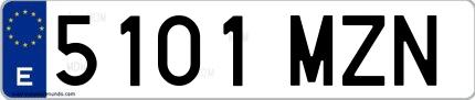 Ejemplo de matrícula española 5101 MZN