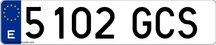 Ejemplo de matrícula de coche ordinaria 5102 GCS
