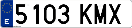 Ejemplo de matrícula de coche ordinaria 5103 KMX