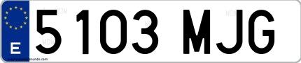 Ejemplo de matrícula española 5103 MJG