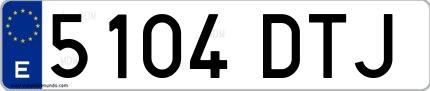 Ejemplo de matrícula española 5104 DTJ