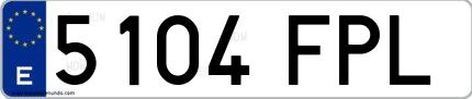 Ejemplo de matrícula española 5104 FPL