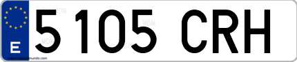 Ejemplo de matrícula de coche ordinaria 5105 CRH