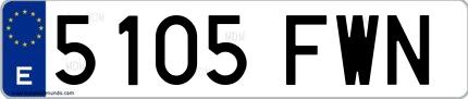 Ejemplo de matrícula española 5105 FWN