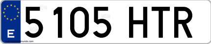 Ejemplo de matrícula de coche ordinaria 5105 HTR