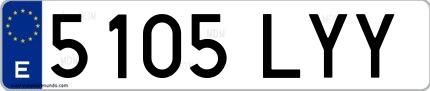Ejemplo de matrícula española 5105 LYY