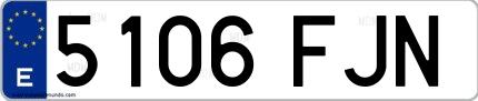 Ejemplo de matrícula española 5106 FJN