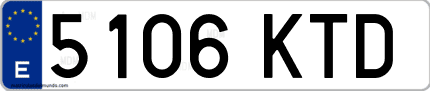 Ejemplo de matrícula de coche ordinaria 5106 KTD