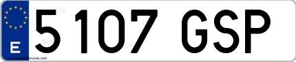Ejemplo de matrícula española 5107 GSP