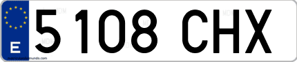 Ejemplo de matrícula de coche ordinaria 5108 CHX