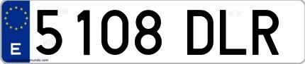 Ejemplo de matrícula española 5108 DLR