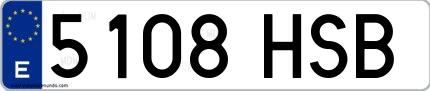 Ejemplo de matrícula española 5108 HSB