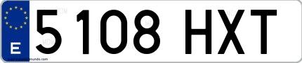 Ejemplo de matrícula española 5108 HXT