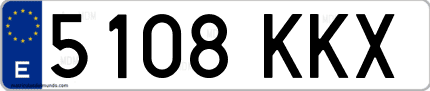 Ejemplo de matrícula de coche ordinaria 5108 KKX