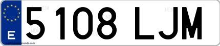 Ejemplo de matrícula española 5108 LJM