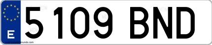 Ejemplo de matrícula española 5109 BND