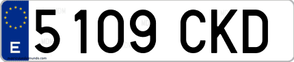 Ejemplo de matrícula de coche ordinaria 5109 CKD