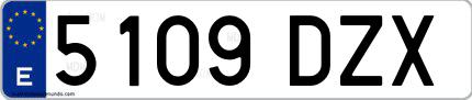 Ejemplo de matrícula española 5109 DZX