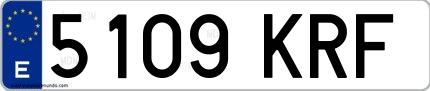 Ejemplo de matrícula española 5109 KRF