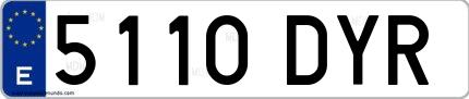 Ejemplo de matrícula española 5110 DYR