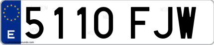 Ejemplo de matrícula española 5110 FJW