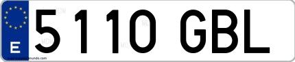 Ejemplo de matrícula española 5110 GBL