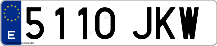 Ejemplo de matrícula de coche ordinaria 5110 JKW