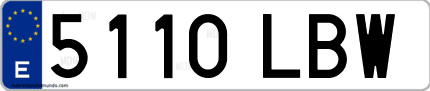 Ejemplo de matrícula de coche ordinaria 5110 LBW
