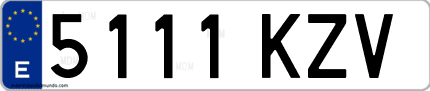 Ejemplo de matrícula de coche ordinaria 5111 KZV
