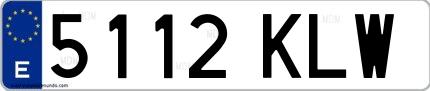 Ejemplo de matrícula española 5112 KLW