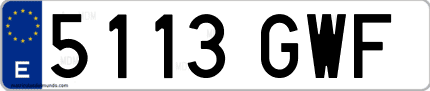 Ejemplo de matrícula de coche ordinaria 5113 GWF
